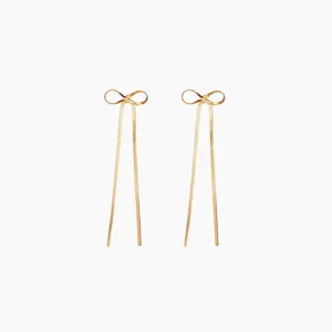 Cider [2 colors, size One Size-One Size] Bowknot Shaped Drop Earrings, Women's Wedding Party Copper Ear Piercing Jewelry, Elegant Cute Accessories