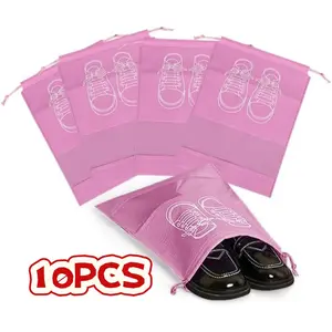 10PCS Large Shoe Bags for Travel, Drawstring Shoe Pouch for Packing with Clear Window