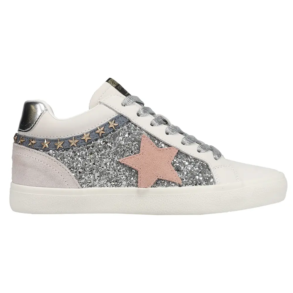 Vintage Havana Womens Bounce Lace Up Sneakers Shoes Casual - Silver, White