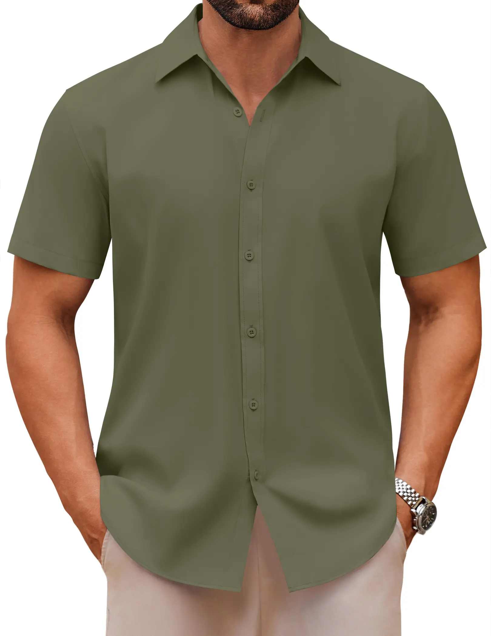 COOFANDY Men's Casual Button Down Shirts Short Sleeve Summer Untucked Dress Shirts