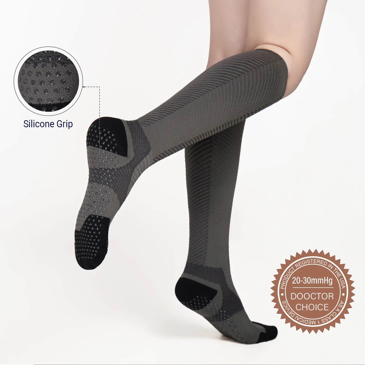 Anti-slip compression socks - Dark Gray