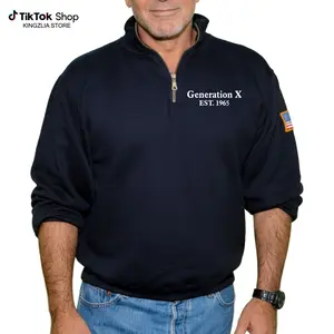 Kingzlia Store Gen X Custom Year Embroidered Quarter Zip Sweatshirt, Generation X Personalized Apparel, Gen X Raise On Hose Water And Neglect American Flag Sweatshirt