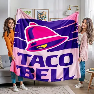 Taco Bell Themed Flannel  Blanket, 1 Count Trendy Soft Throw Blanket, Air-conditioned Room Blanket, Warm Nap Blanket for Home Office Travel