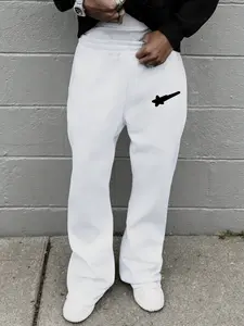 Unisex Cartoon Print Flared Trousers, Loose-Fit Comfortable Pants for All Seasons, Soft Breathable Material, Five Sizes Available