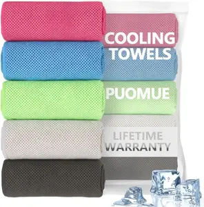 5 Pack Cooling Towels, 40 Inches X 12 Inches, Breathable Soft Chilly Microfiber Towel for Yoga, Sport, Running, Workout, Gym, Camping and Fitness, Multicolor
