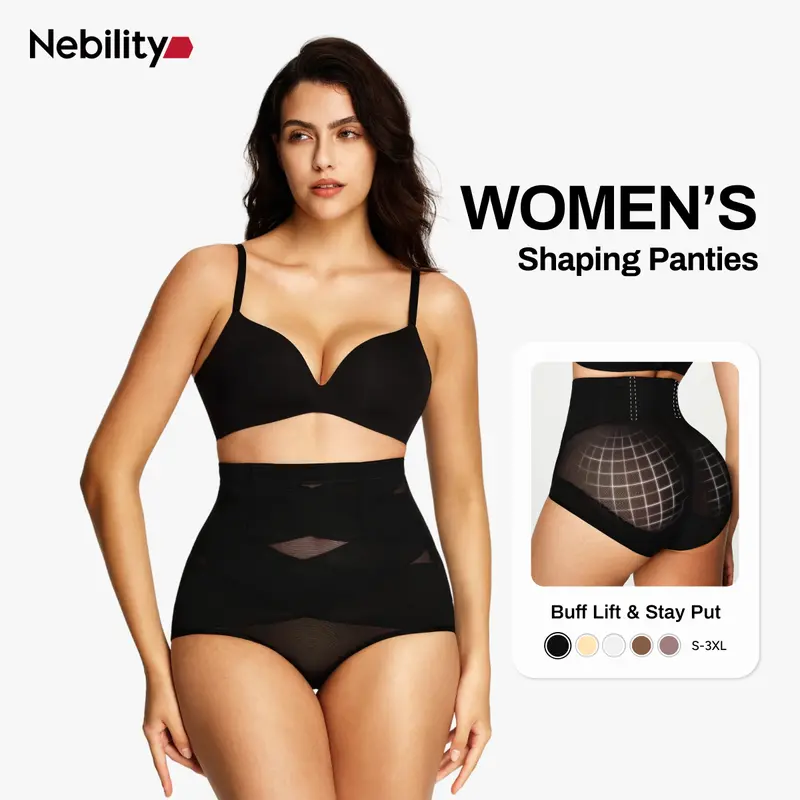 Nebility Women's High-Waist Shaping Underwear for Women - Compression Shapewear with Double Core Compression, Built-In Steel Frame, Soft Stretch Stay-Put Design, Belly Control, Hip Lift, Seamless Finish, Sleek Look, Hand Wash Only