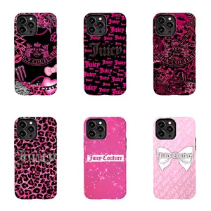 Juicy Couture Pink Bow Logo Case, Cute Y2K Aesthetic Phone Accessory for iPhone 17/16/15/14/13/12/11 Pro Max/Plusand Samsung Galaxy S23-25, shock-absorbing, anti-drop protective case, lightweight, new fashion trend design