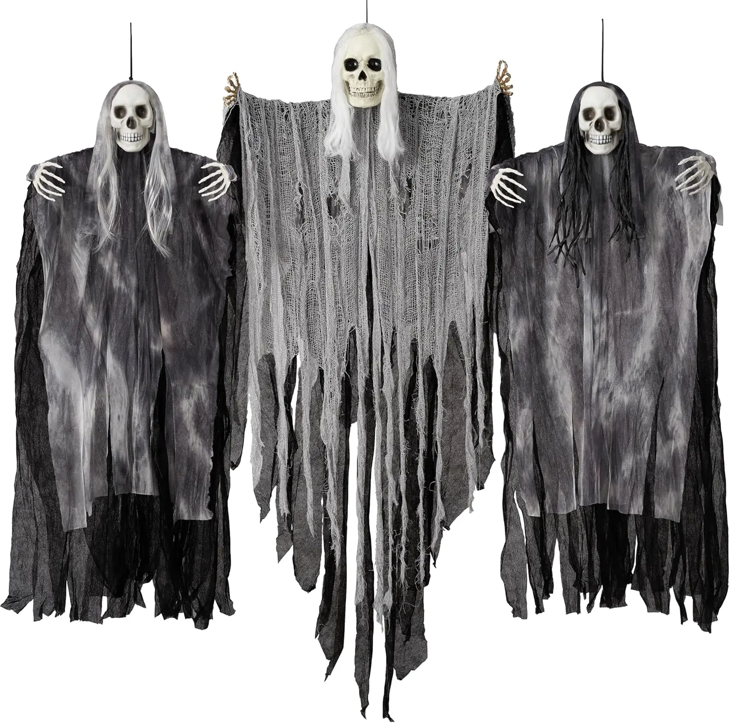 JOYIN 3 Pcs Hanging Halloween Skeleton Ghosts Decorations Outdoor, Grim Reapers for Best Halloween Outdoor Decorations, Haunted Haunted House Prop, Party Supplies