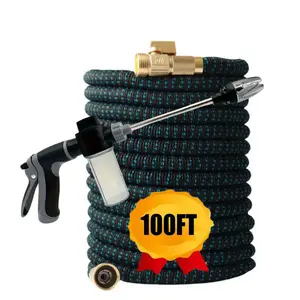 Retractable Magic Garden Hose - With High-Pressure Nozzle - Durable Rubber - 3-4inch US Standard Connector - Available in Various Lengths for Lawn Watering and Cleaning