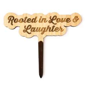 Bamboo Premium Stake Signs - Rooted in Love & Laughter Decor