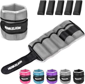 1 Pair 2 3 5 10 Lbs Adjustable Ankle Weights for Women Men Kids, Strength Training Wrist and Ankle Weights Sets for Gym, Fitness Workout, Running, Lifting - Black Grey Pink Blue Purple Henkelion