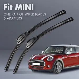 Fit MINI,Universal All-Season Windshield Wipers Ultra Quiet Frameless Blades, OEM Quality,Streak-Free 5 Adapters,  Easy Install Car Parts