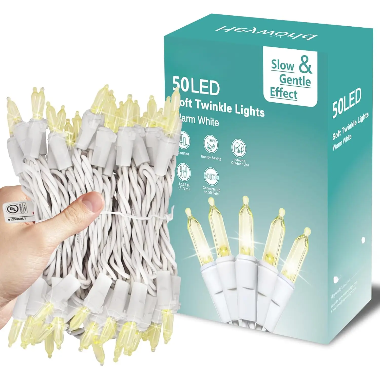 Soft Twinkling Christmas Lights Mini String Lights Random Twinkle Lights on White Wire Cord, 50 of 50 Lights Twinkle, UL Approved for Indoor Outdoor Decoration (1, 50 led)