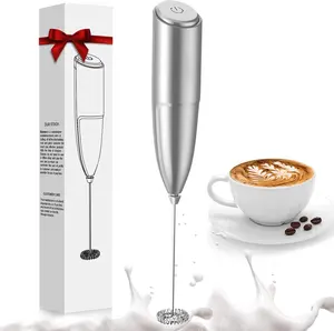 Yonsya Portable Hand Mixer Milk Frother for Coffee Electric Whisk Foam Maker for Lattes Cappuccinos Frappes Matcha Hot Chocolate Grey Battery Operated No Cord Easy Clean