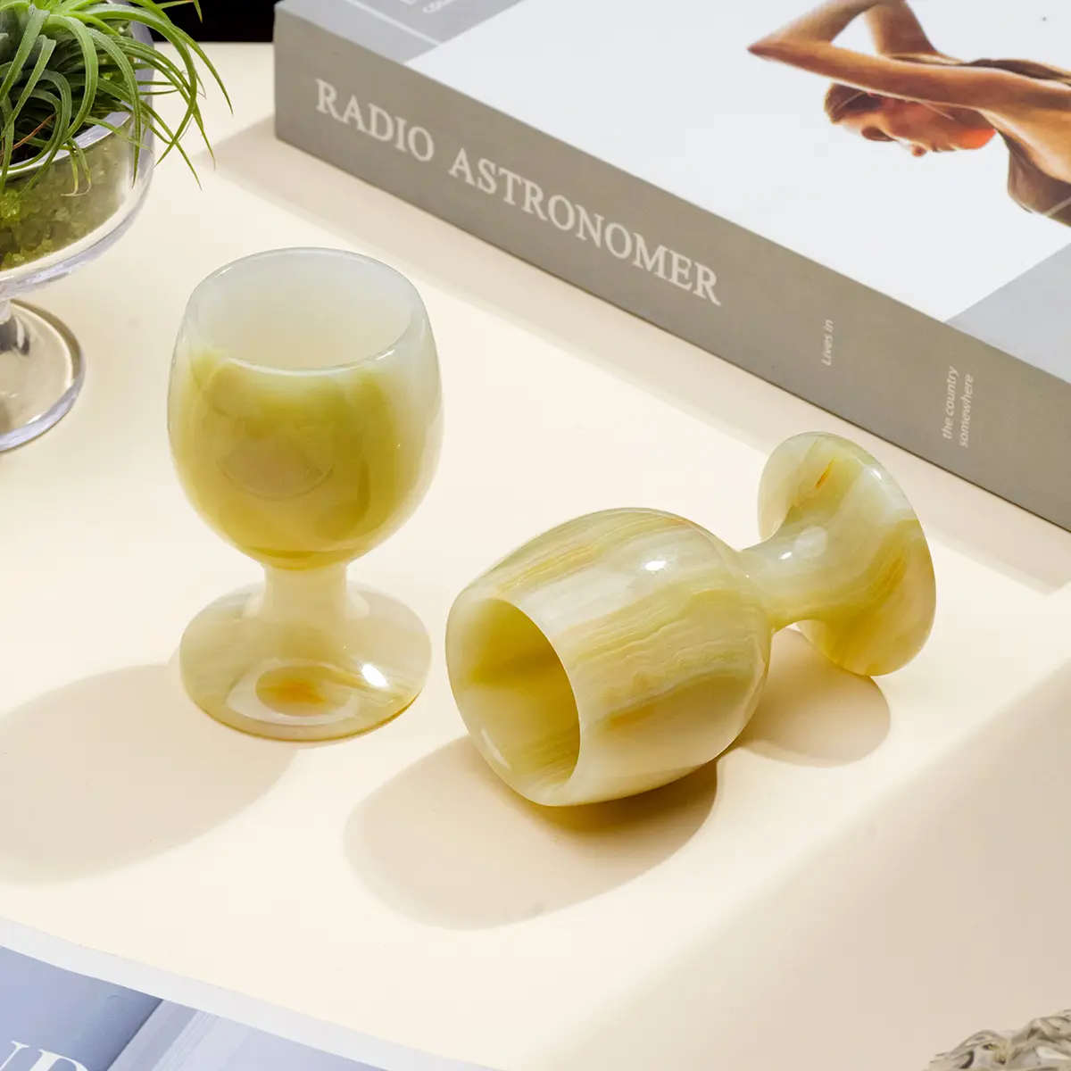 Natural Afghan Jade Hand-Carved Gemstone Cup, Standard Goblet for Bar & Home Decor, Spiritual Healing Crystal Wine Glass Gift