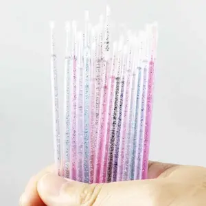 100pcs High Color Crystal Eyelash Brush Set, Micro Applicator Tool for Makeup Application & Removal, Wholesale Beauty Supplies