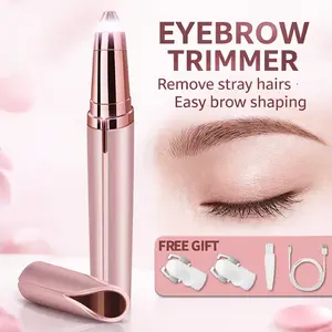 Rechargeable Facial & Eyebrow Hair Remover for Women, Painless Electric Trimmer with Light for Face, Eyebrows & Upper Lip, Eyebrow Shaper