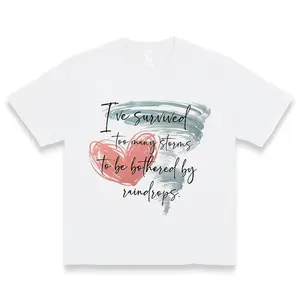 Women's Casual Graphic Print T-Shirt - Short Sleeve Crew Neck, Machine Washable, White with Inspirational Quote & Red Hearts Design, Inspirational Clothing | Crew Neck Shirt | Glossy Texture