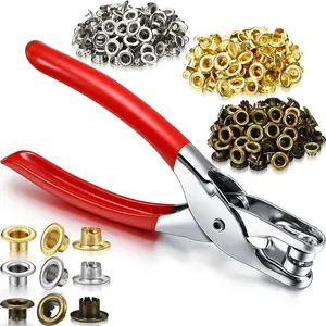 301 PCS Grommet Eyelet Pliers Kit, 1/4 Inch Grommet Tool Kit with 300 Metal Eyelets, Grommet Hand Press kit for Leather Crafts(Inside Dia: 0.25inch/Outer Dia: 0.5inch/Width: 0.25inch)