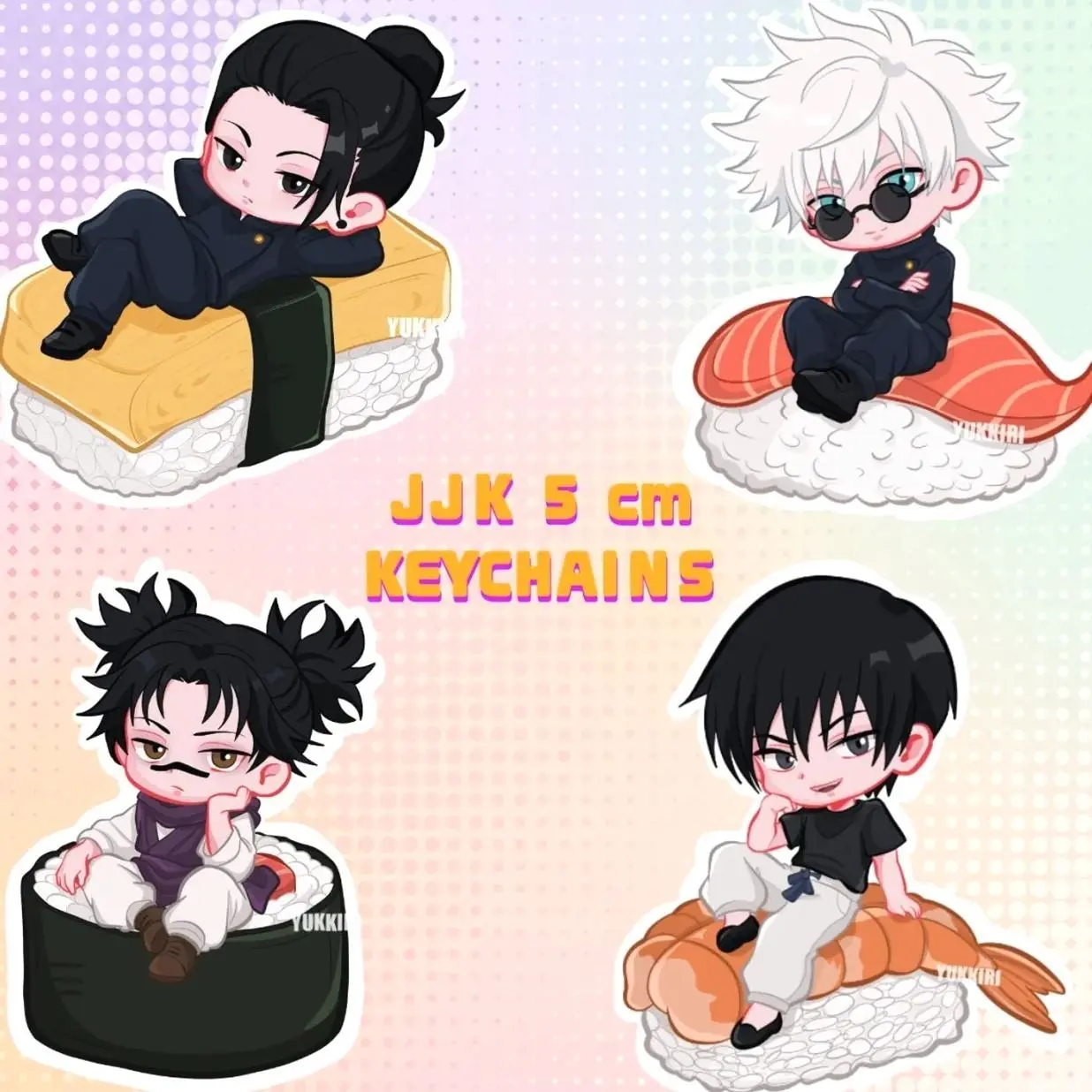 4 Ops Acrylic sushi Keychain Jujutsu Kaisen Double Charm Keychain