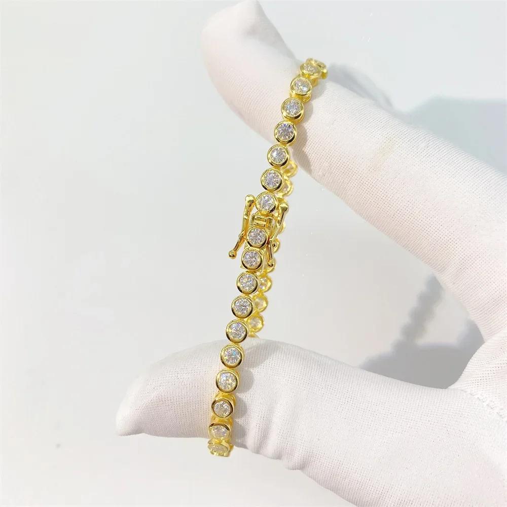 D VVS1 Round Moissanite Tennis Bracelet 3mm4mm5mm 925 Sterling Silver Tennis Stackable Bracelets for Women Men Jewelry D VVS1 Round Moissanite Tennis Bracelet 3mm4mm5mm 925 Sterling Silver Tennis Stackable Bracelets for Women Men Jewelry