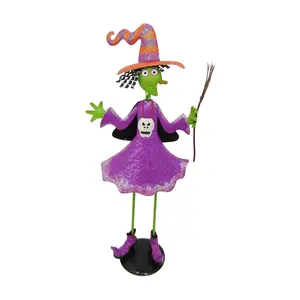 Haunted Hill Farm 28" Iron Witch Holding Broomstick