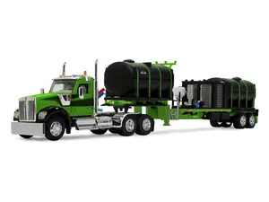 Kenworth W900 Day Cab with Demco 42' Liquid Fertilizer Tender Trailer Green and Black 1/64 Diecast Model by DCP/First Gear