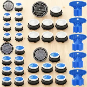 Faucet Aerator Replacement Kit with Installation Key Universal Fit Sink Adapters M16.5 18.5 21.5 24 mm Water-Saving Threaded Inserts Durable Mesh Screen Bathroom Kitchen Plumbing Maintenance