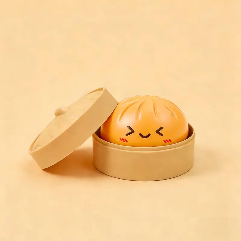Smiling face emoji Big Dumpling Squishy - Mystery Bun Fidget Toy, Soft TPR Material, Stress Relief, Unboxing Surprise,Random Style.suitable for exchange gifts,Valentine's Day and Easter and Mother's Day gifts