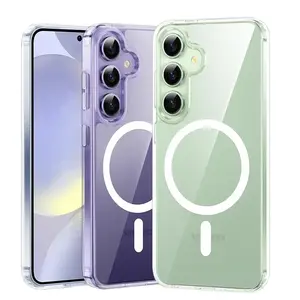 Strong Magnetic Magsafe Case For Samsung Galaxy S25 Ultra S24 S23 S22 S21 FE Plus Hybrid Wireless Charging Hard Cover Clear Soft