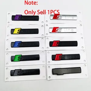 1Pcs 3D ABS Chrome Sline Logo S Line Emblem Car Fender Badge Sticker Decals For Audi A1 A2 A3 A4 A5 A6 A7 Q2 Q3 Q5 Q7 Q8 S3 S4 S5 S6 S7 TT S Line Sticker Auto Accrssories Automobile Decals Car Accessories