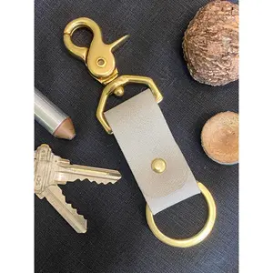 White w/ Brass 1" Keychain