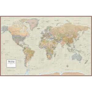 World Contemporary Premier Wall Map Poster Mural 24h x 36w - LAMINATED