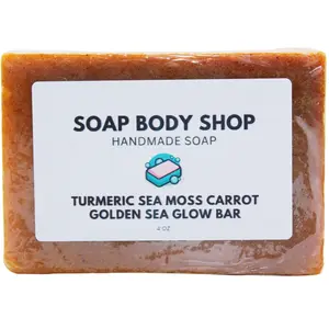 Turmeric Sea Moss Carrot Soap, Kojic Soap, Nourishing Blend, Even Out Skin Tone, Daily Cleansing, Coconut, Olive, Lemon, Carrot, Sandalwood, Skin Care Turmeric Sea
