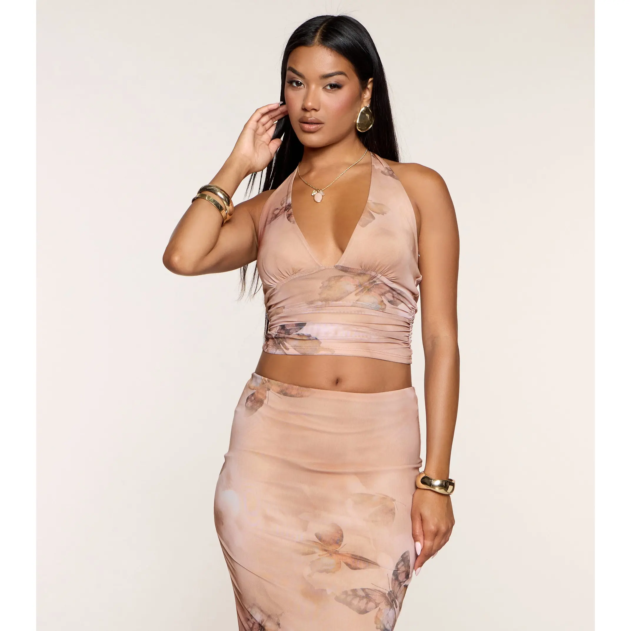 Give Me Butterflies Mesh Crop Top