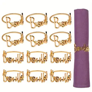 8 Pcs Eid Gold Napkin Rings – Bismillah Metal Holders for Ramadan, Iftar, Eid Dinner, Muslim Wedding & Islamic Festive Party Decor