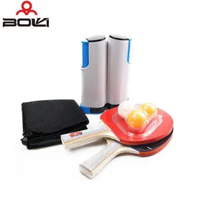 BOLI Table Tennis Set with Portable Retractable Net Frame, Includes 3 Balls & 2 Rackets, Perfect for Indoor Play & Practice