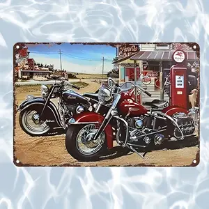 Vintage Motorcycle Metal Sign - Heavy-Duty Iron Garage, Bar, for Man Cave Decor Funny Biker Gift with Retro Design