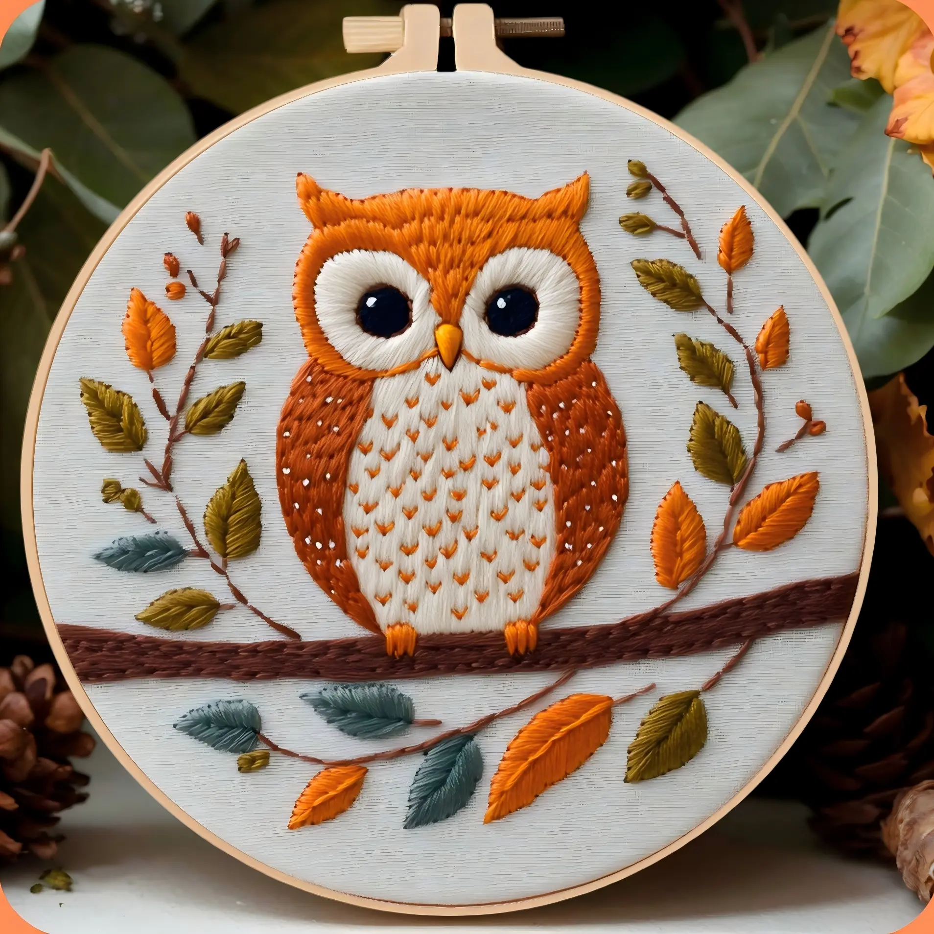 Beginner Embroidery Kit, Elegant Owl Cross Stitch Set, DIY Embroidery Supplies, DIY Kits, Includes Printed Cotton Fabric, Thread, Needle, English Instruction Chart, Embroidery Design, Embroidery Craft, Handicraft