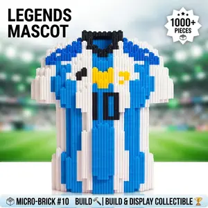 Viral Micro Building Block Soccer Jersey #10 Challenge Kit - 1000+ Pcs Mini Bricks Football Shirt 3D Puzzle Model, Satisfying DIY Construction Toy, Creative Desktop Collectible Gift for Sports Fans (215 )