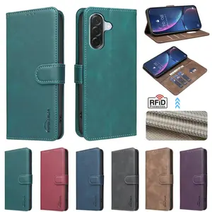 Samsung Galaxy A57-A56-A36-A37-A17-A26 Flip Wallet Protective Case, Rfid Anti-Theft, Magnetic Protection, Multi-Slot Stand, Full Coverage Shockproof Business Skin Texture