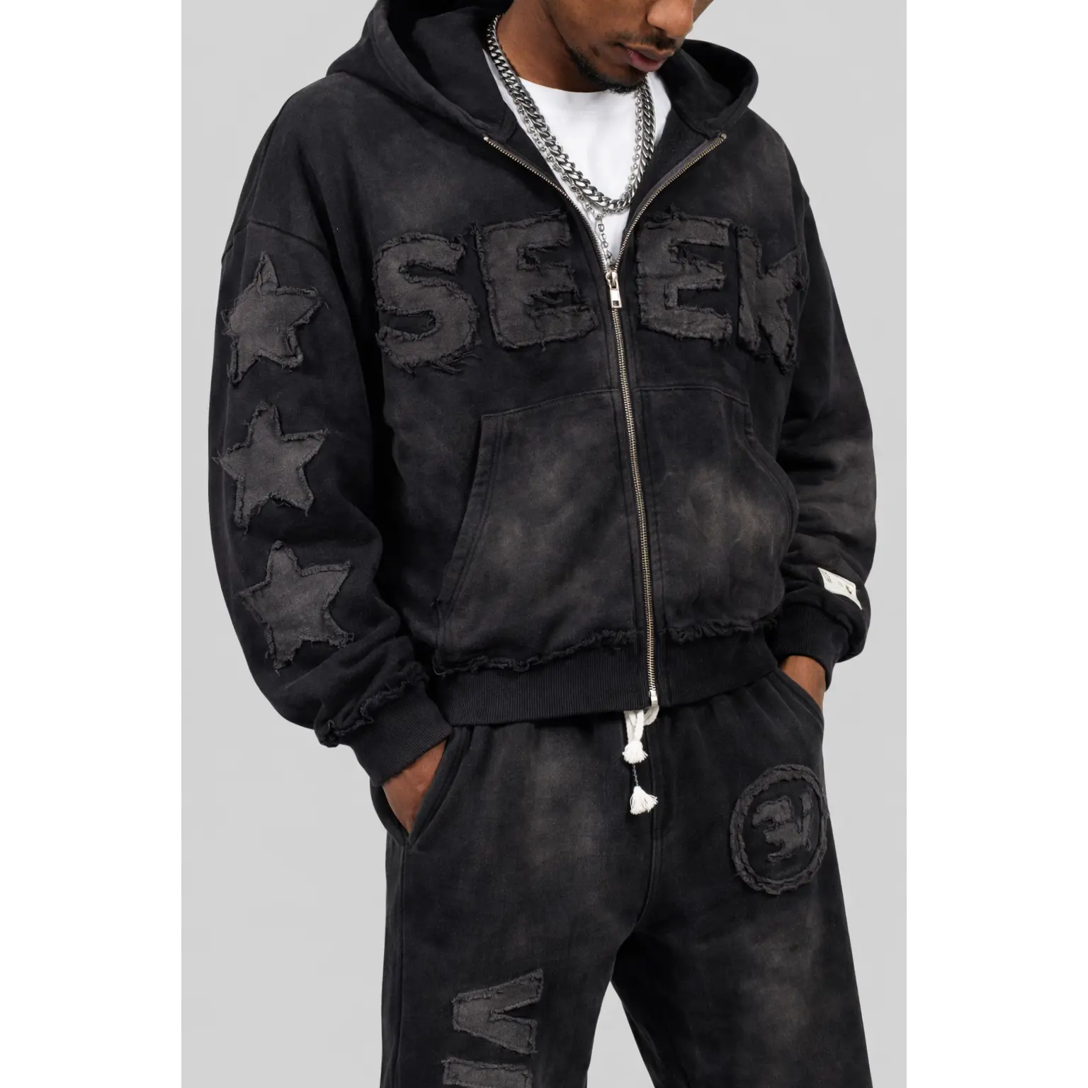 SEEK パーカー SEEK VISIONZ SET - Hoodie & Pants with Bold Prints, Long Sleeve