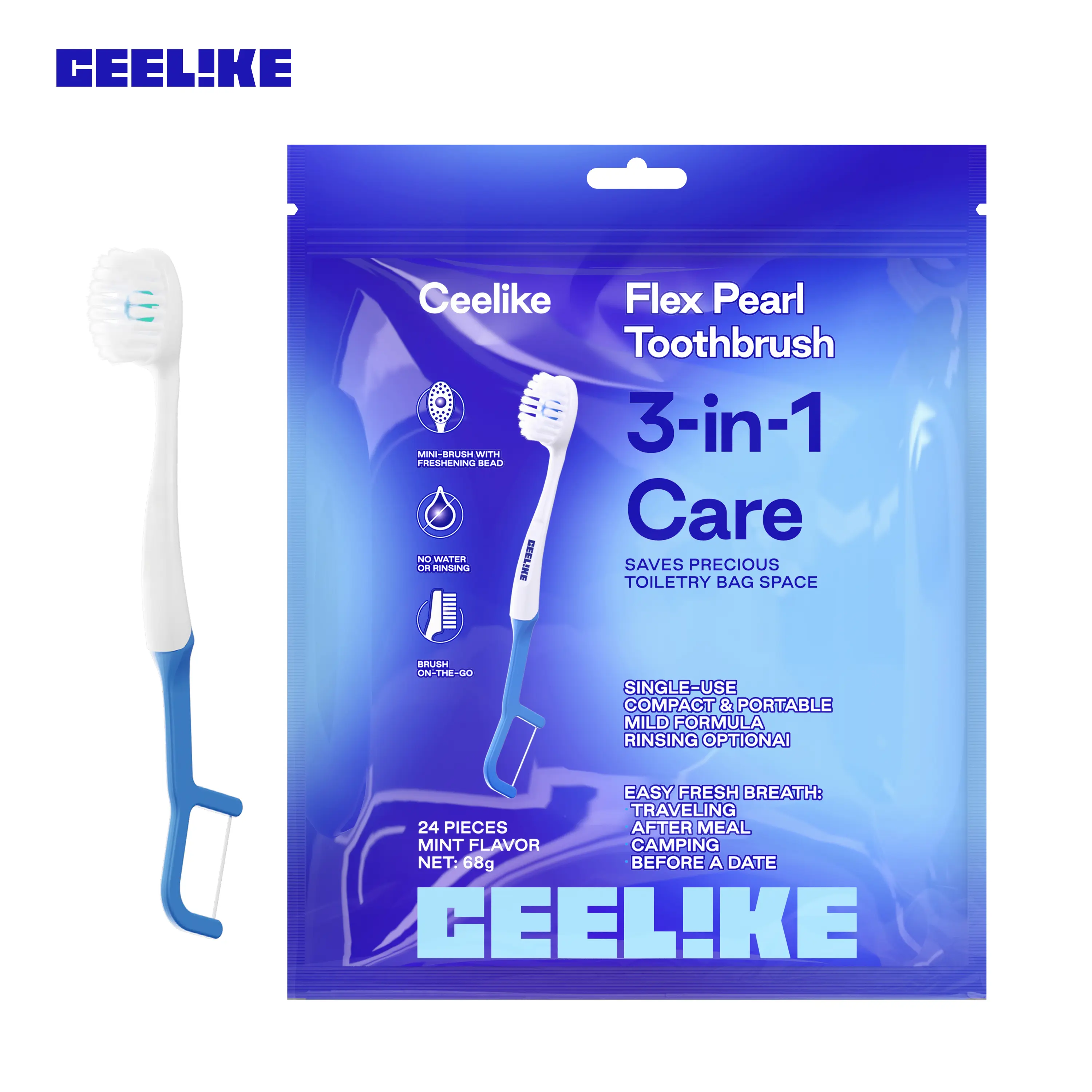 CEELIKE Flex Pearl Toothbrush - Portable Travel Design for Daily & On-the-Go Oral Care CEELIKE Flex Pearl Toothbrush - Portable Travel Design for Daily & On-the-Go Oral Care