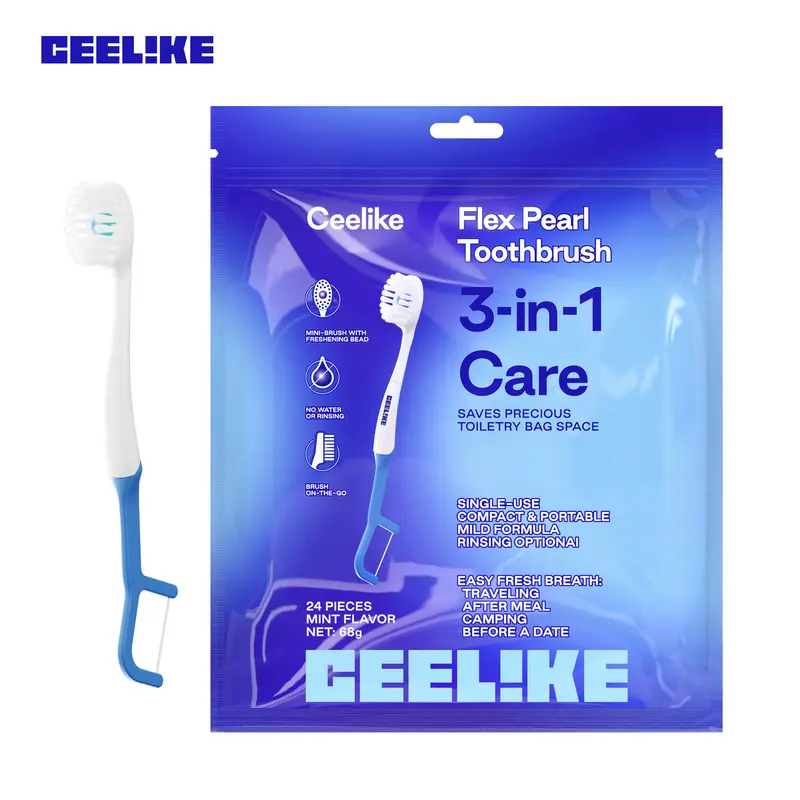 CEELIKE Flex Pearl Toothbrush - Portable Travel Design for Daily & On-the-Go Oral Care