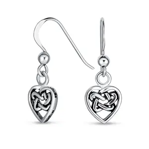 BFF Celtic Infinity Knot Heart Dangle Earrings Fish Hook