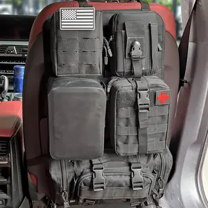 Universal Tactical Seat Back Organizer with 5 Detachable Molle , Medical ,  Pouch, Water-Resistant Pouch, 2 Different Size Admin Pouch Vehicle Panel Seat Covers fits for All Vehicel change organizer backseat storage