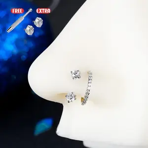 OUFER 316L Stainless Steel Horseshoe Nose Hoop - 18G-20G, 7mm-8mm-10mm, AAA+ Cubic Zircon Unisex Body Piercing Jewelry for Nostril, Cartilage Helix Piercing