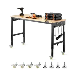 VEVOR Adjustable Workbench, 2000 lbs Capacity, 61x 20-inch Heavy Duty Work Bench with 27.1-36 Inches Height Adjustment, Garage Workbench with Power Outlets, Suitable for Office, Garage, WorkshopVEVOR Super Brand Day