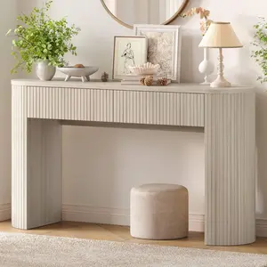 【DealsforYouDays】ONBRILL 55 Inch Console Table with 2 Drawers, Fluted Entryway Tables with Storage, Sofa Table Behind The Couch, Hallway Tables, Mid-Century Modern Foyer Table for Entryway, Hallway, Living Room