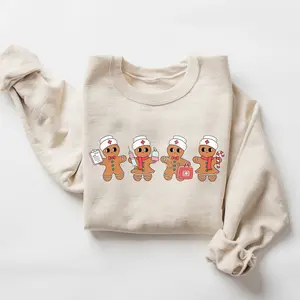 Gingerbread Nurse Christmas Sweatshirt, Retro Nurse Shirt, Merry Christmas, Gift for Nurse, School Nurse, Funny Nurse Shirt, Christmas Gift